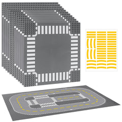 Pokiiulk 12-pack road baseplates 10x10 ready for quick city layouts with Lego bricks