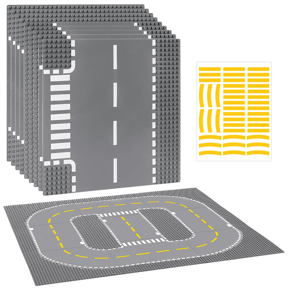 Pokiiulk 9-pack corner baseplates for sturdy city intersections and smooth brick placement.