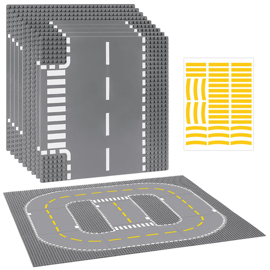 Pokiiulk 9-pack corner baseplates for sturdy city intersections and smooth brick placement.