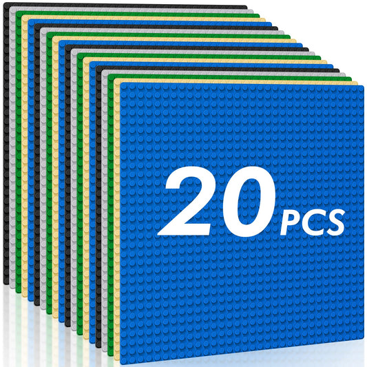 Pokiiulk Classic Baseplates 20-pack 10x10 providing versatile foundations for any brick setup