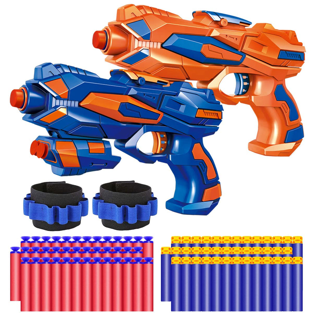 POKONBOY 2-pack blaster guns orange and blue for active outdoor play.