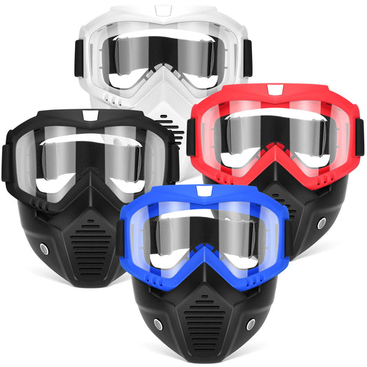 POKONBOY 4-pack detachable masks front view, comfortable and breathable for extended Nerf play.