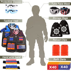 POKONBOY face masks on a vest set, breathable protection for Nerf sessions.
