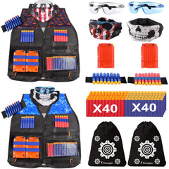 POKONBOY tactical vest kit front view for Nerf battles with two-team colors.