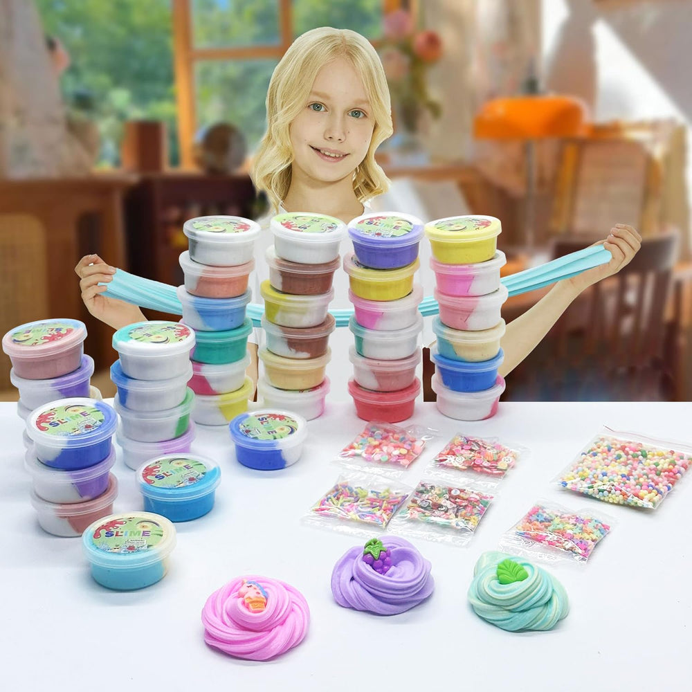 Pokujyrt Butter Slime Kit portable containers for on-the-go crafting sessions.