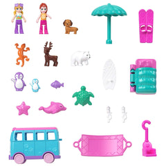 Polly Pocket hammock setup inside the playset offers relaxing downtime.