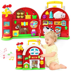 Polokping Montessori Farm Busy Board main cows milking scene supports fine motor skill practice.