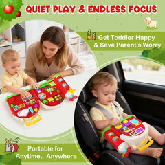 Polokping Busy Board open-close levers reinforce cause-and-effect understanding.