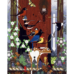 Pomegranate Charley Harper Sierra Range puzzle pieces fit snugly for smooth assembly.
