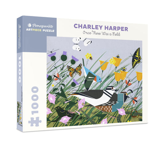 Pomegranate 1000-piece puzzle box featuring Charley Harper field art for mindful evenings