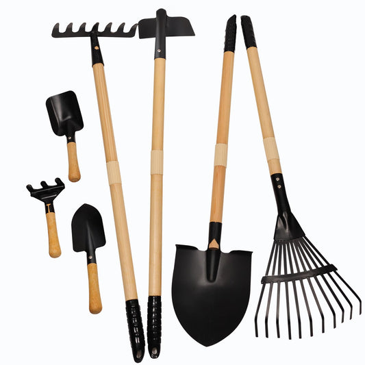 POMIKU kids 7-piece garden tools set for outdoor play and learning.