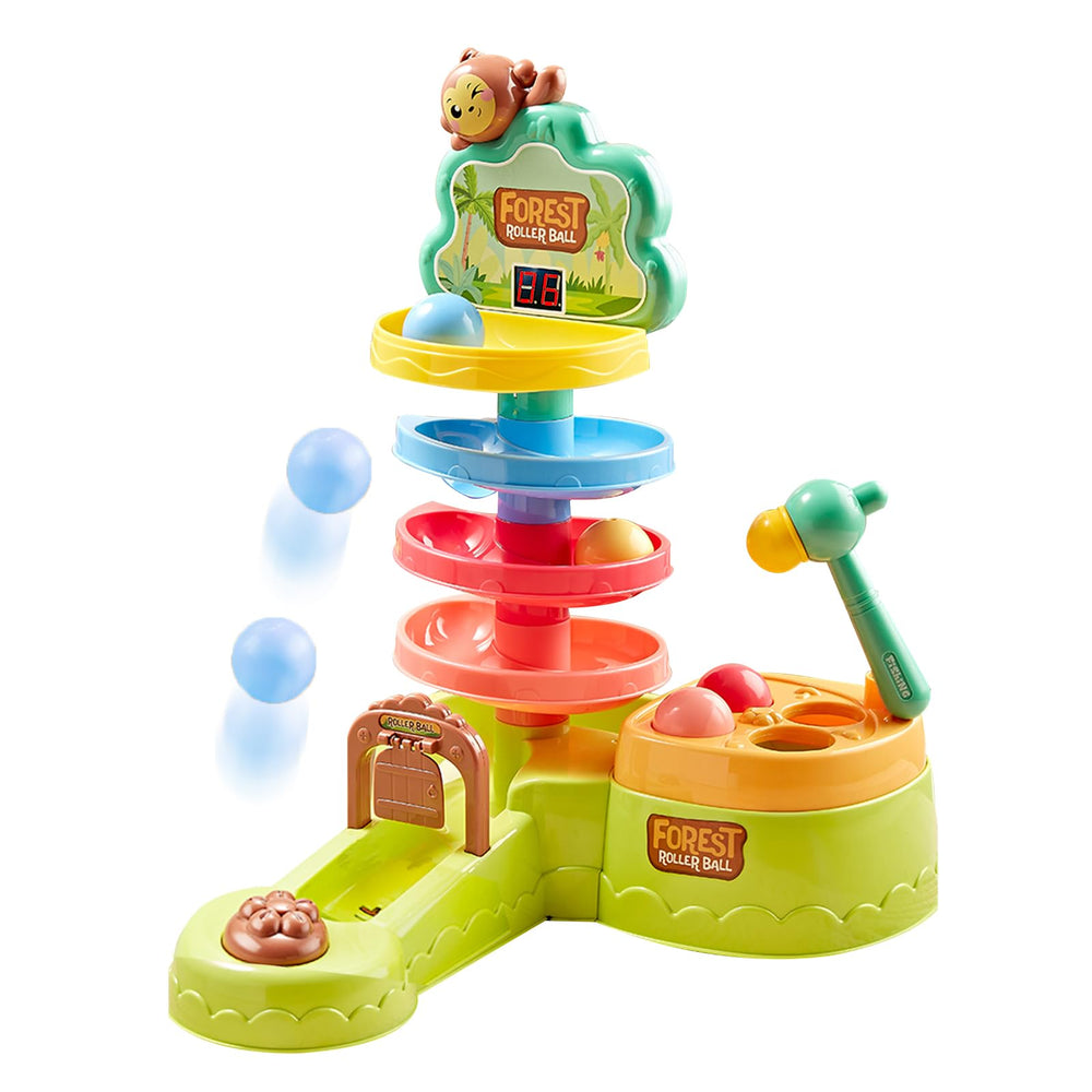 Ponilyer hammering action close-up boosts hand-eye coordination during play.