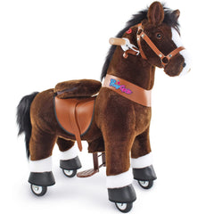 PonyCycle ride-on horse in chocolate brown for kids, safe indoor and outdoor play.
