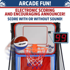 Music and sound effects enhance arcade fun with a mute option for quiet play