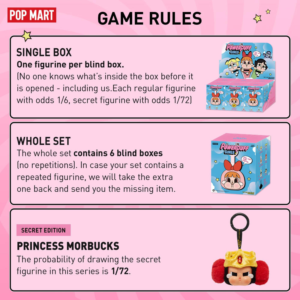 POP MART Crybaby Powerpuff plush blind box figure inside, perfect for surprise collection nights.