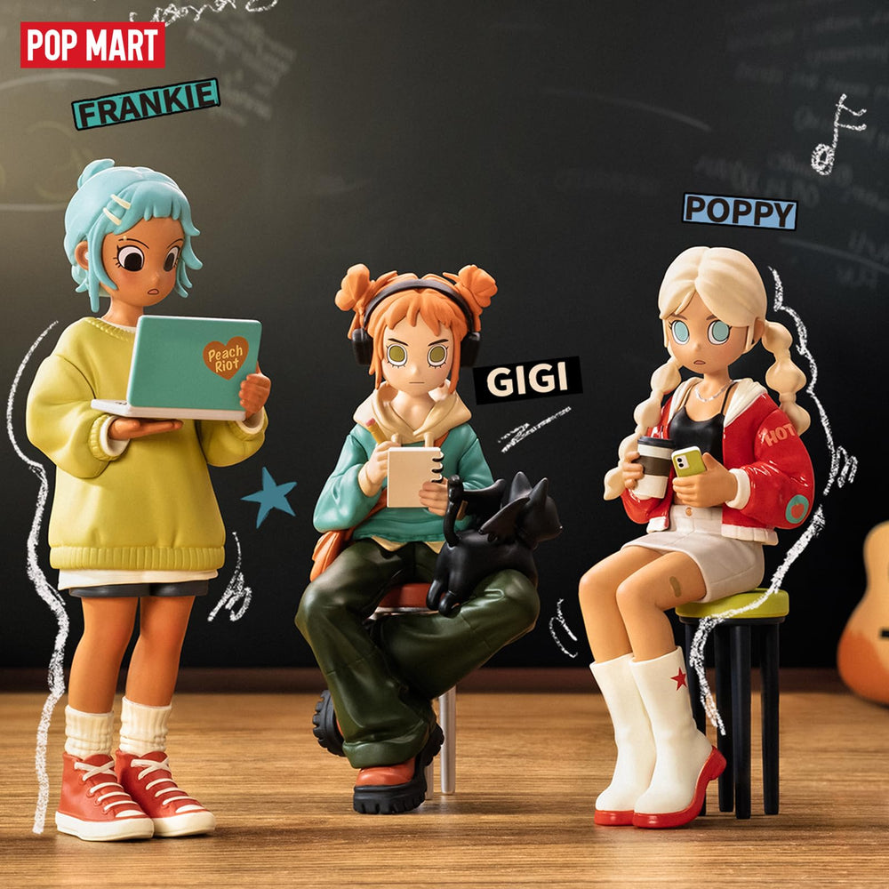 POP MART Peach Riot Rise Up packaging inside provides care and handling info.