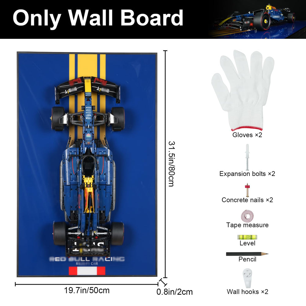 Popbricks garage wall art racecar display adds a focal point.