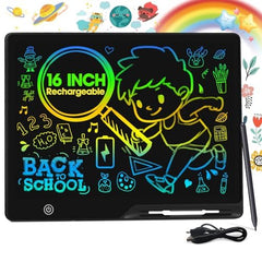 POPERFUN 16-inch LCD writing tablet for kids with a large drawing area for mess-free creativity