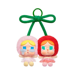 POP MART Crybaby Love You Cherry Much plush hanging card on display for playful decor