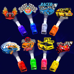 POPOOO 24-pack LED finger lights glow on fingertips for race car party fun.