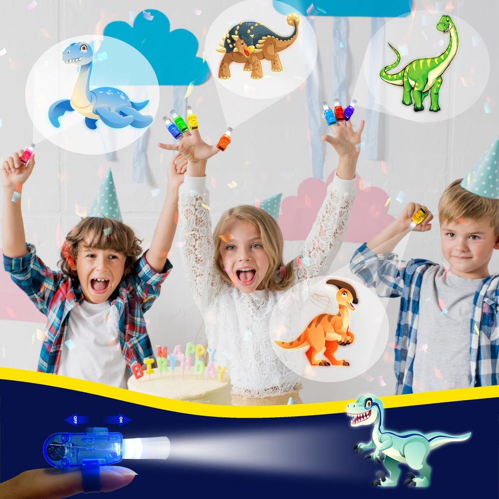 POPOOO dinosaur finger light Stegosaurus design; adds color to bedtime dinosaur adventures.