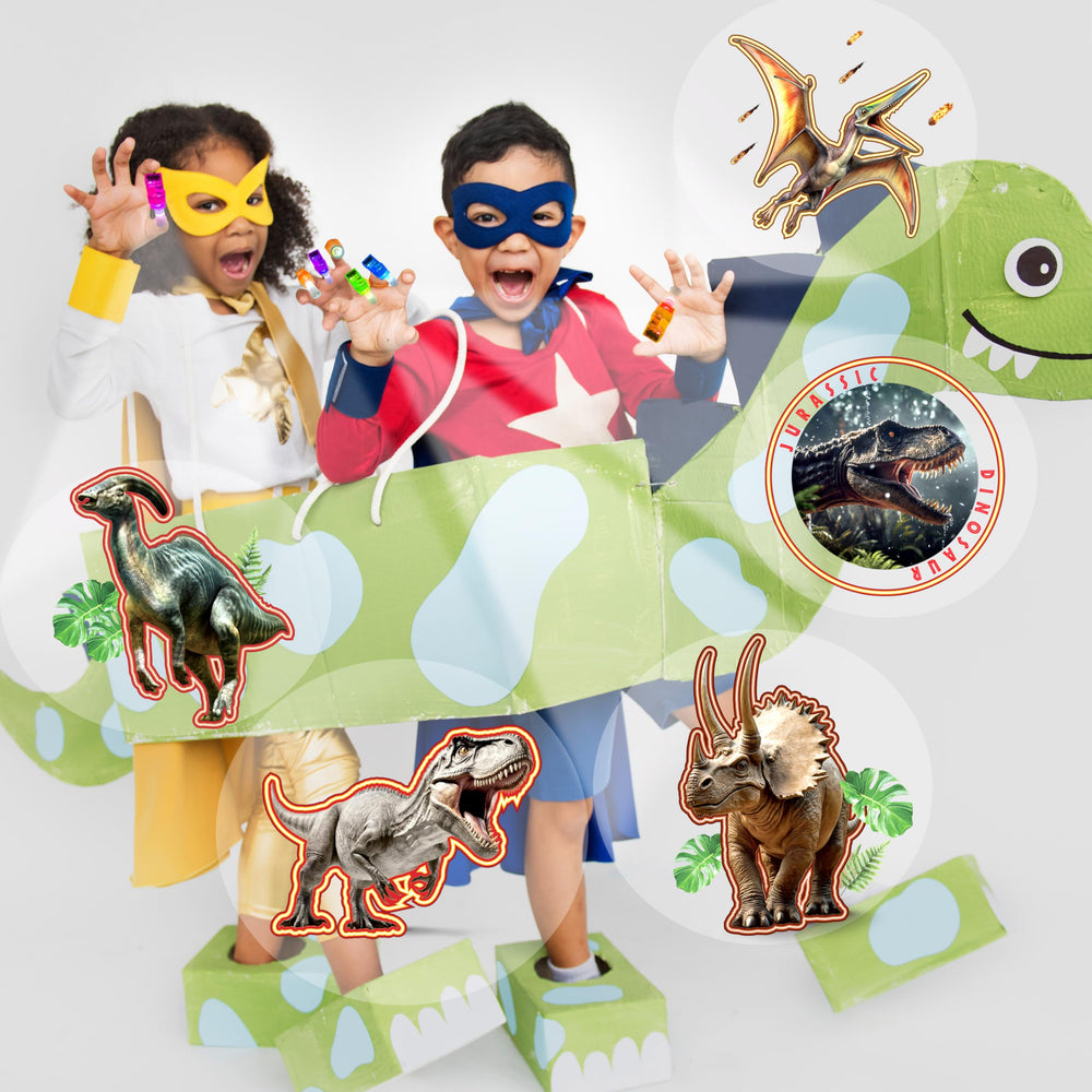 POPOOO Hadrosaur design light-up finger toy enhances jungle-themed events.
