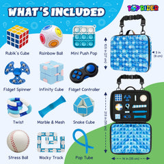POPRIDER Travel Fidget Case blue in flight, compact and portable.
