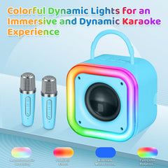 Poptrend kids karaoke speaker blue portable unit for home or trips.