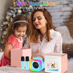 Poptrend blue karaoke machine gift-ready packaging, ideal for holidays and birthdays.