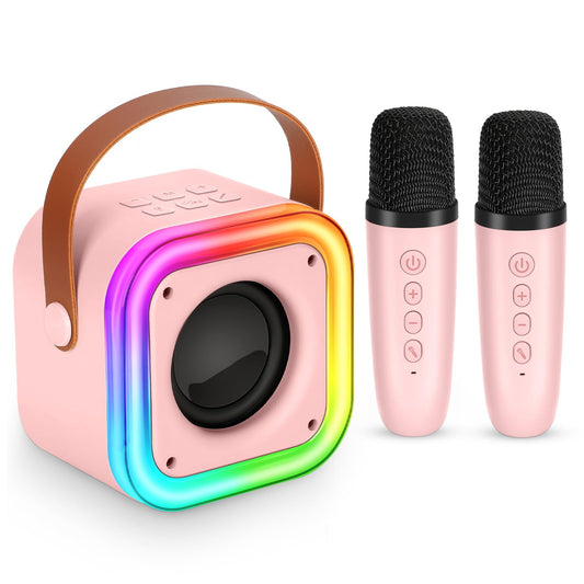 Poptrend mini karaoke machine pink box, ideal for gifting and setting up a party.
