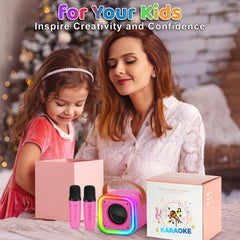 Poptrend rose color gift-wrapped karaoke toy appeals as a ready gift.