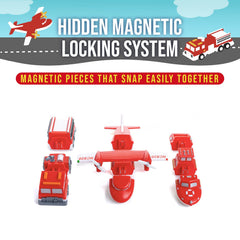 Popular PLAYTHINGS Magnetic Mix or Match fire truck supports open-ended storytelling.