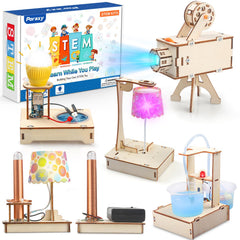 Poraxy STEM kit wood puzzle parts ready for easy assembly and tactile learning.