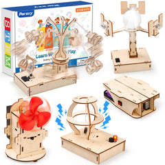 Poraxy STEM kit components laid out for hands-on learning and problem-solving.