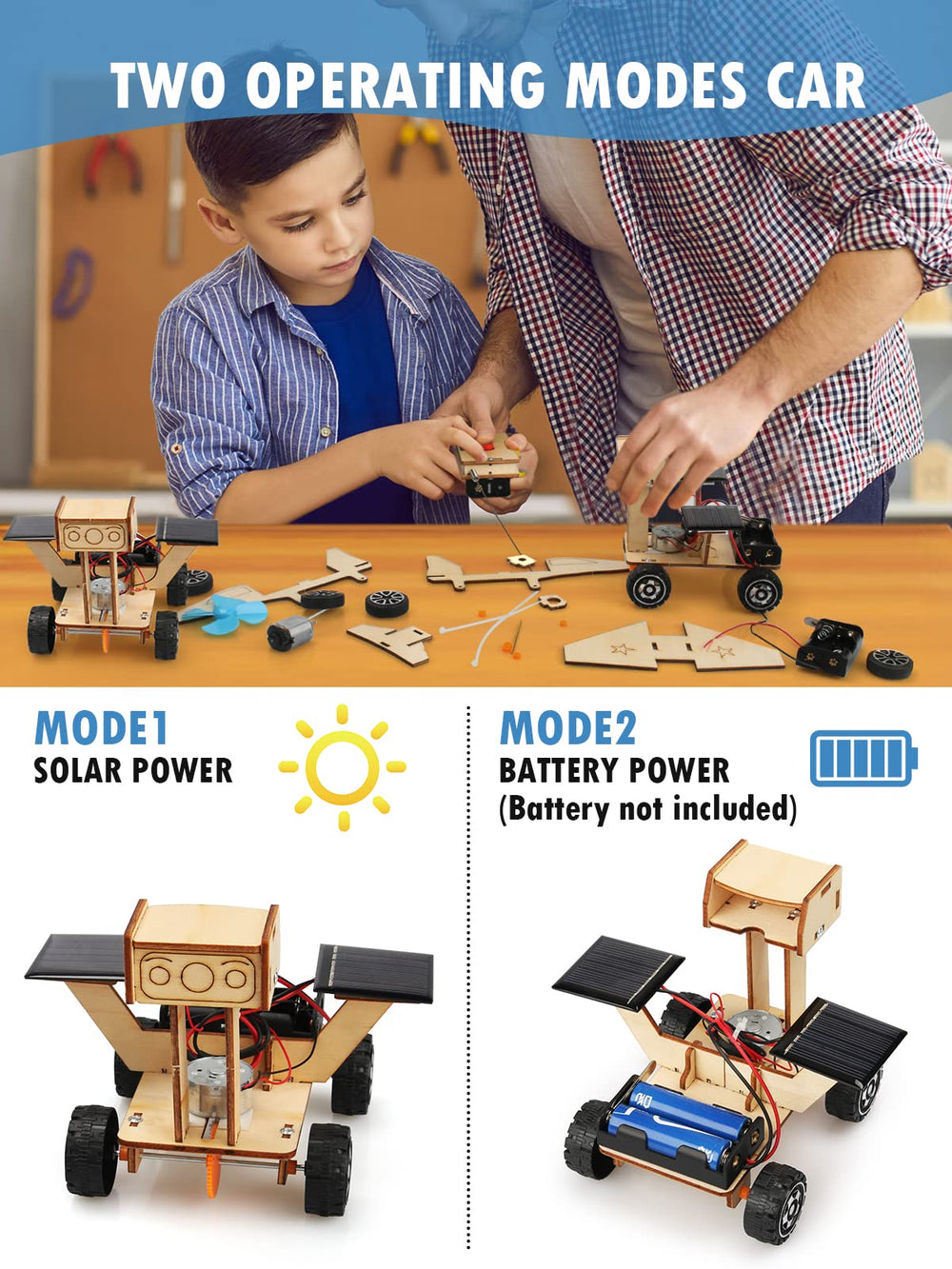 Poraxy STEM model car kit solar car demonstrates renewable energy concepts in action.