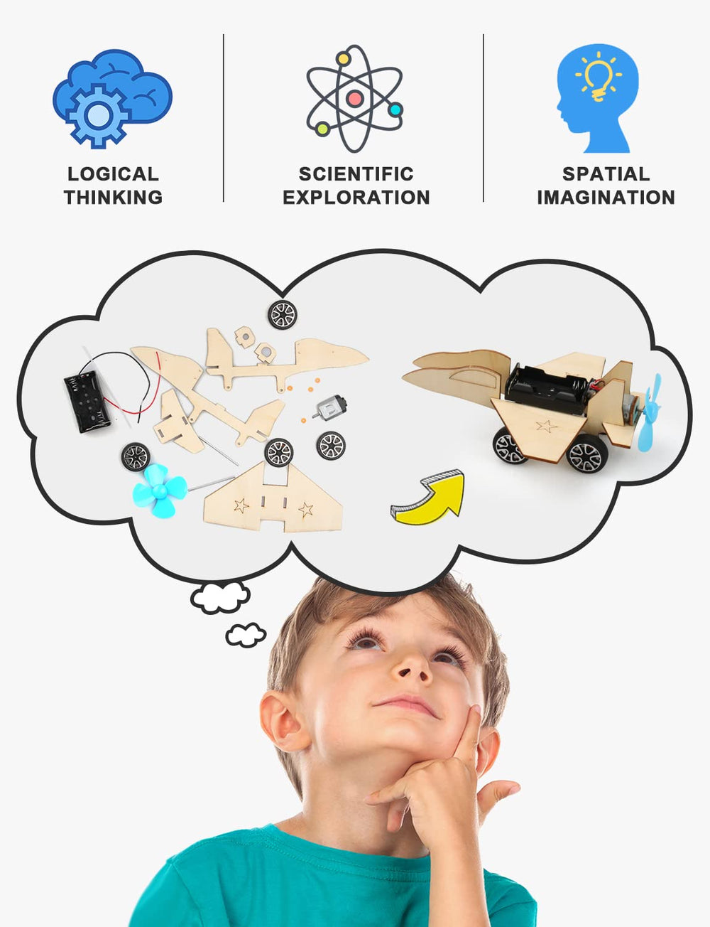 Poraxy STEM model car kit wireless remote control car introduces remote operation for interactive play.