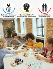Poraxy STEM model car kit wood puzzles offer tactile, durable construction for building.