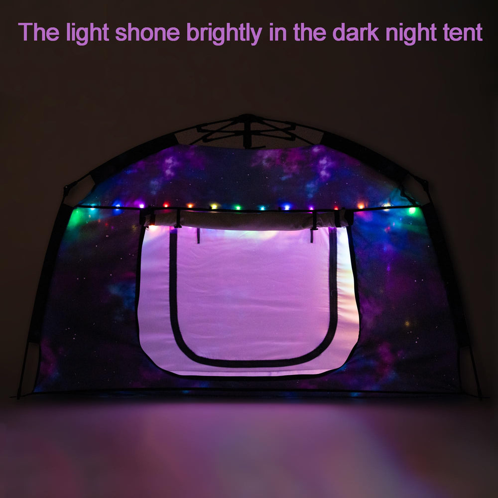 Spacious Galaxy tent interior fits child and parent for pretend play.