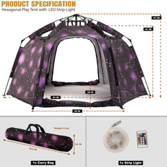 Porayhut portable hexagon play tent, easy to move between rooms.