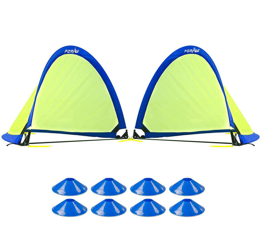 Porayhut two-pack soccer goals ready for easy backyard practice.