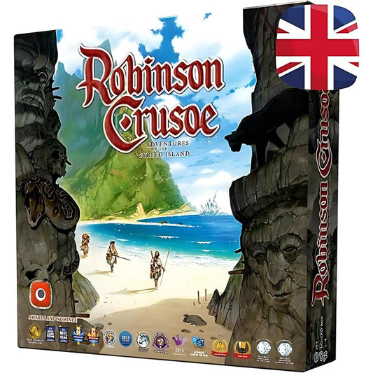 Portal Games' Robinson Crusoe box cover for immersive cooperative adventure