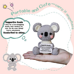 POSSHE Koala Gifts crochet emotional-support koala on a desk for calm moments.
