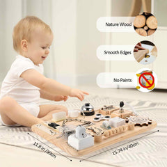 Potatomato busy board gear and dial section for problem solving and coordination.