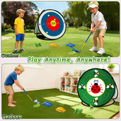 POWCAVA Kids Golf Set sticky-board focus highlights engaging target practice on four mats