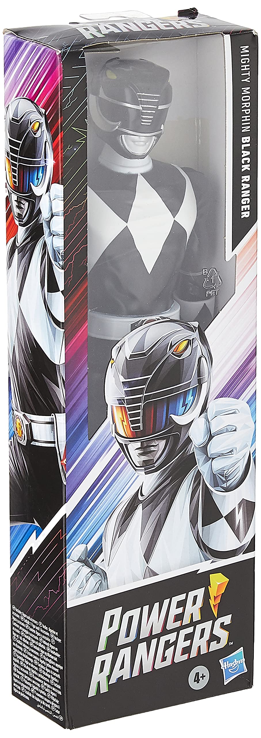 Power Rangers Mighty Morphin Black Ranger front view showing iconic suit and silhouette.