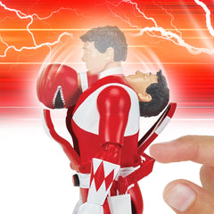 Power Rangers Red Ranger display-ready action figure on a shelf