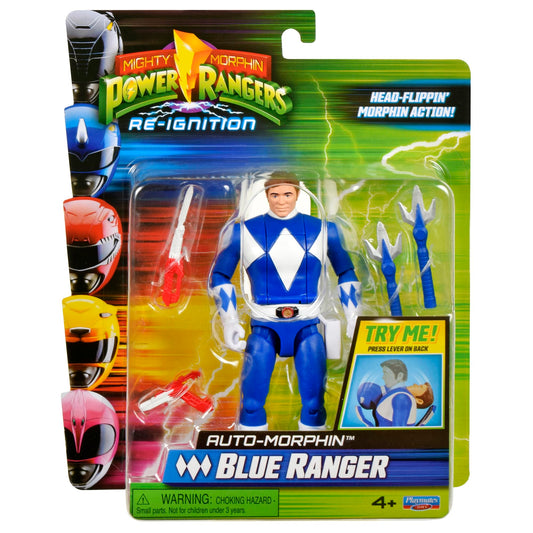 Power Rangers Re-Ignition Blue Ranger Auto Morphin figure in action pose for pretend battles