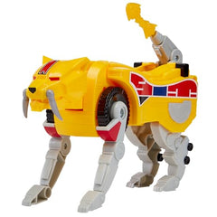 Power Rangers Sabretooth Tiger Dinozord morph action demonstrating the Auto Morphin Red Ranger feature.