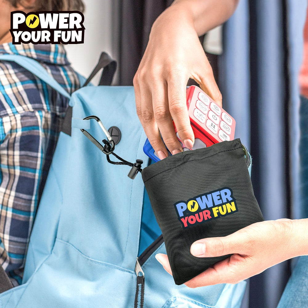 Power Your Fun Cubik portable carry bag and clip for on-the-go fun.