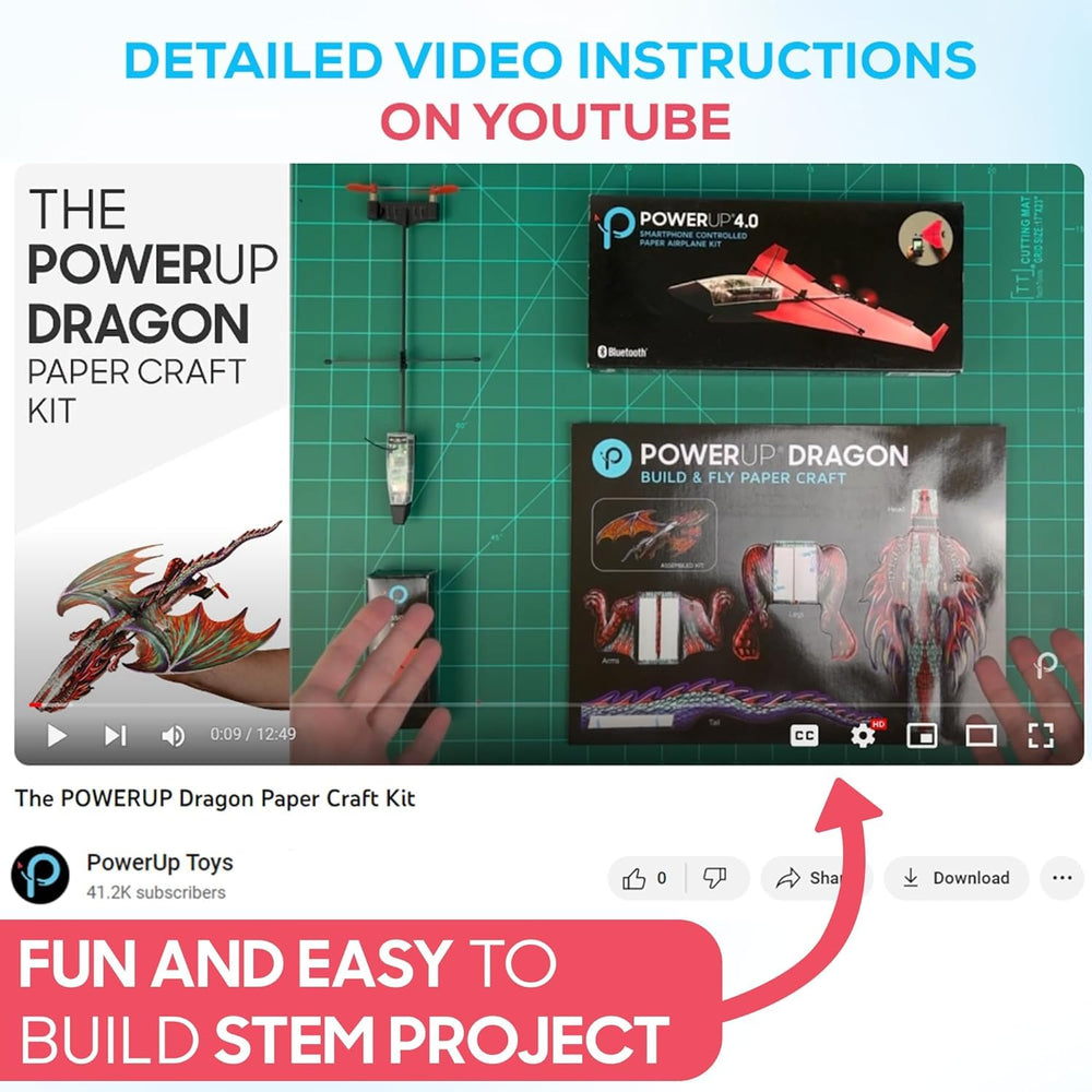 POWERUP Dragon paper craft template in laminated stock offers water and scratch resistance.